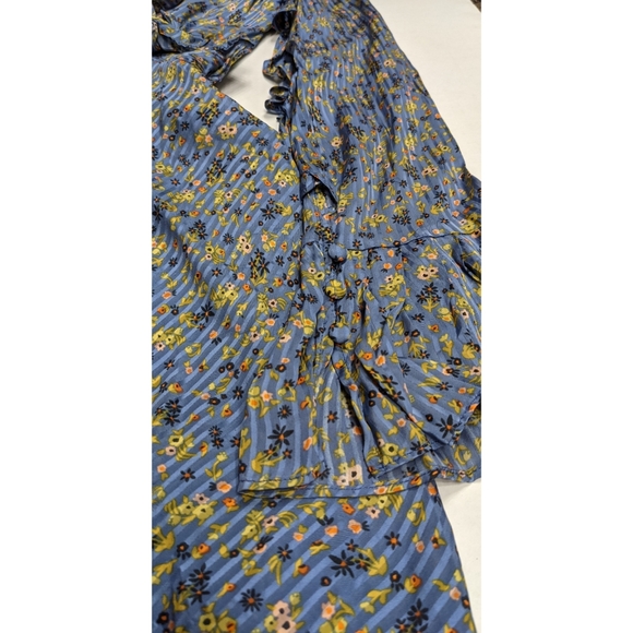 New WOT Free People Sweetest Thing Mini Floral Dress in Blue - Picture 12 of 16